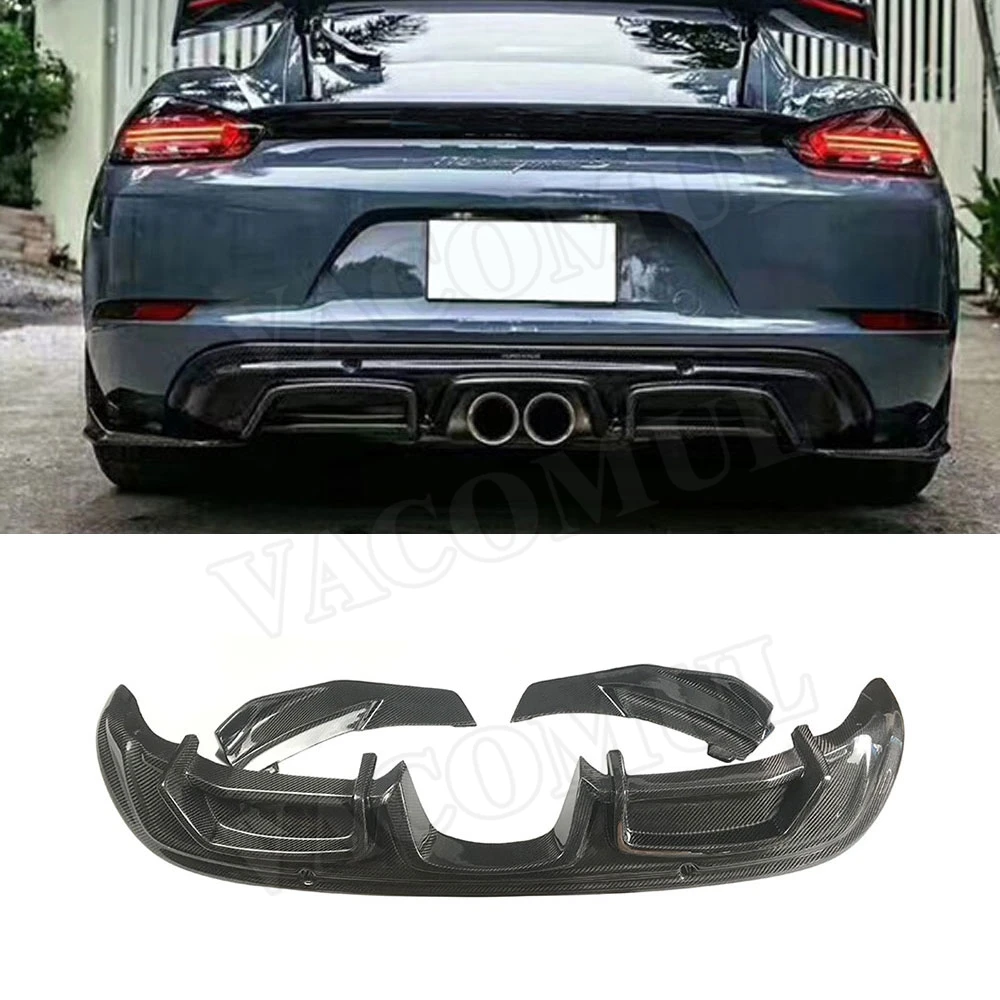 

VACOMUL Carbon Fiber Rear Lip Diffuser Spoiler Splitters for Porsche 718 Cayman Boxster Base S Coupe 2016-2019 Car Bumper Guard