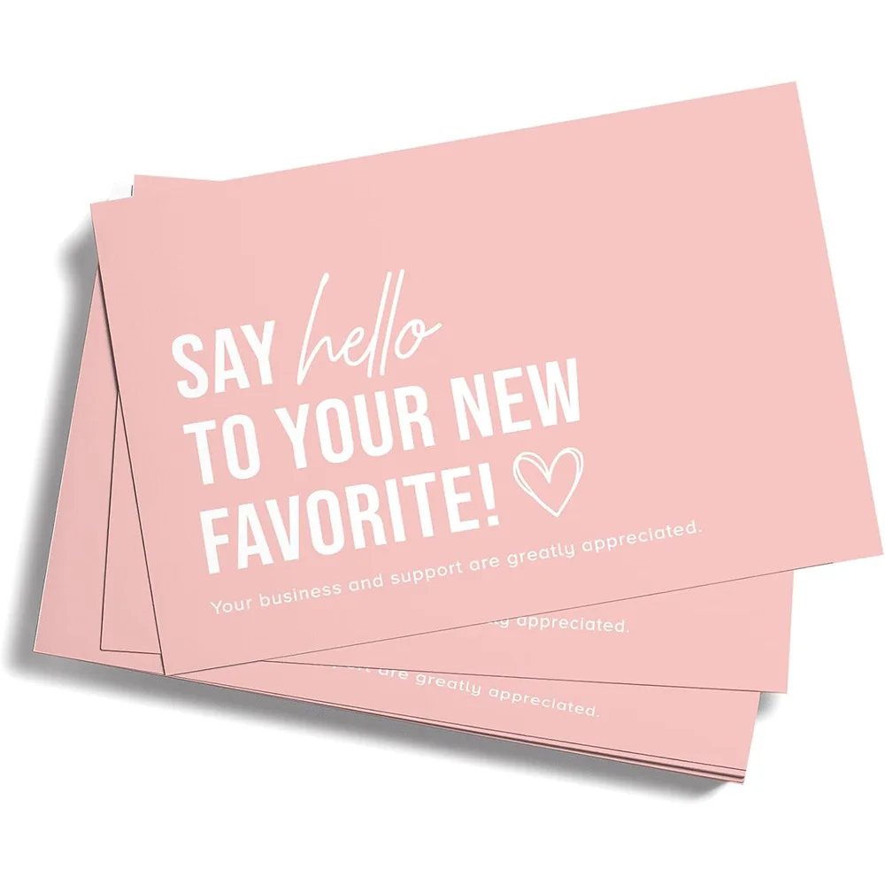 50-100pcs Pink Simple Thank You Card for Supporting Business Package Decoration 