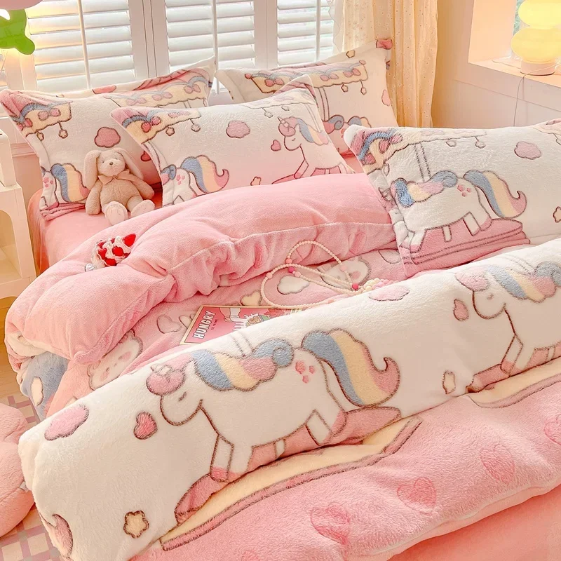 

MissDeer Thicken Flannel Winter Duvet Cover Cartoon Adult Kids Quilt Cover Single Twin Double Queen King Bedding Comforter Cover