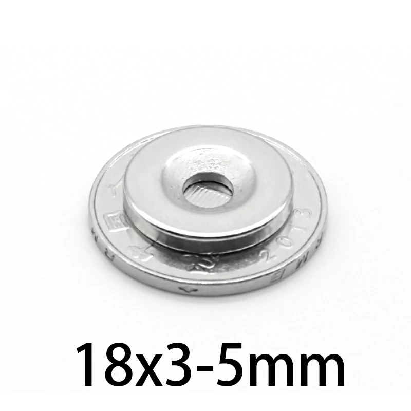 18x3-5 Powerful Round  Magnet 18x3 Hole 5mm For Home Refrigerators, Offices DIY 18x3-5mm Disc Magnet Strong 18*3-5
