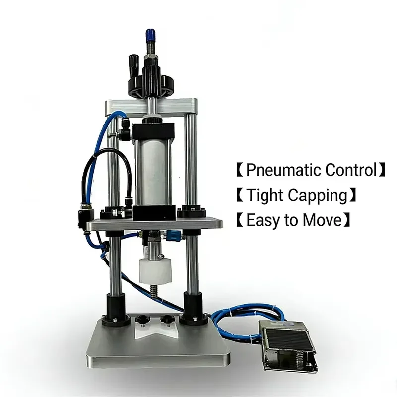 Semi Automatic Pneumatic Capping Machine For Glass Perfume Bottle With Pump Sealer Equipment Industrial Packaging Tool