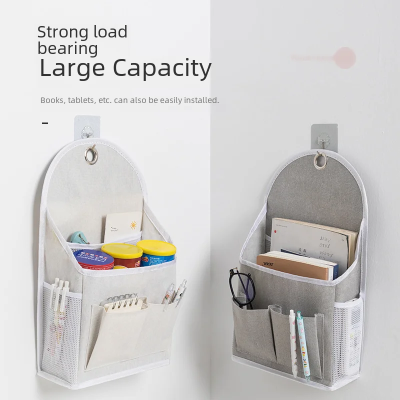 Creative Fabric Storage Hanging Bag For Students Dormitory Bedside Desk Organizer Wall Mounted Miscellaneous Storage Bag