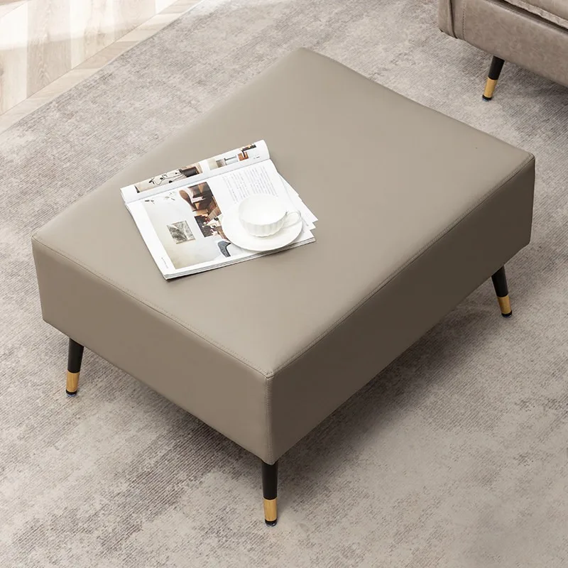 Sofa stool cat scratching leather foot pedal Nordic Japanese simple wooden foot pedal coffee table stool bedside stool leather o