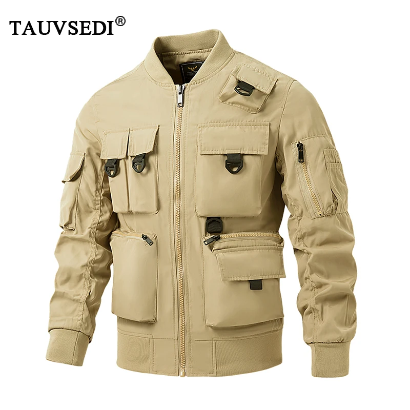 Men Cargo Military Tactical Vintage Baseball Jackets Coats Man Multi Pockets Pilot Bomber Jackets Male Casual Parkas Windbreaker