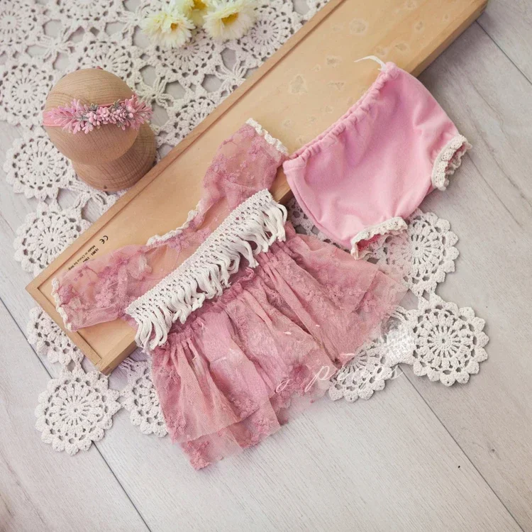 Newborn Photography Props Baby Girl Outfit Lace Romper Bodysuits Tutu Dress Photography Girl Dress Photo Shoot Costume