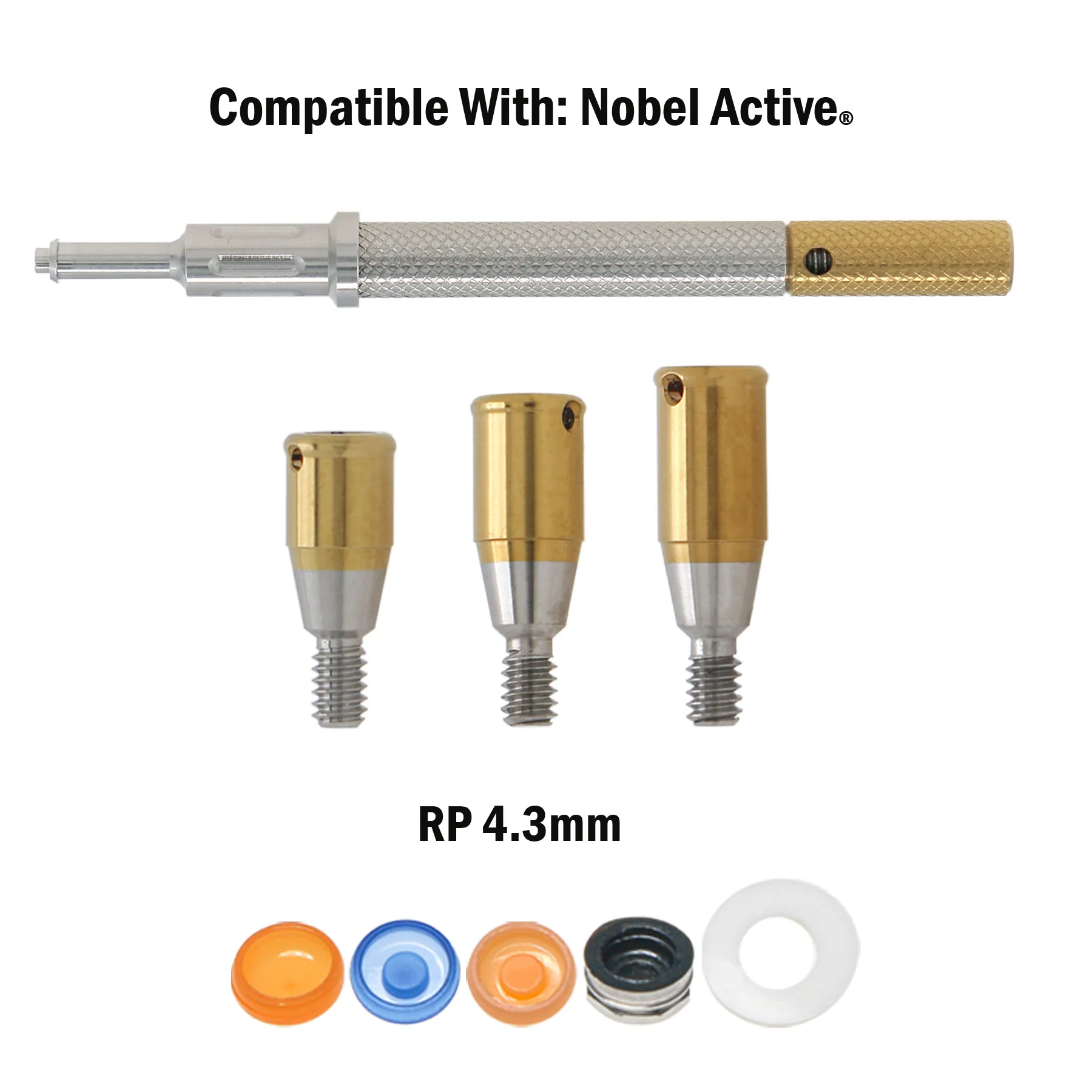 Dental Attachment Abutment and Overdenture Male Caps Kits for Nobel RP Ø4.3mm 3/4/5mm