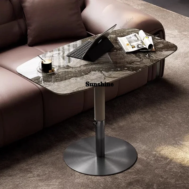Italian minimalist liftable rotating sofa side with a few luxury stones to negotiate a small tableTJ