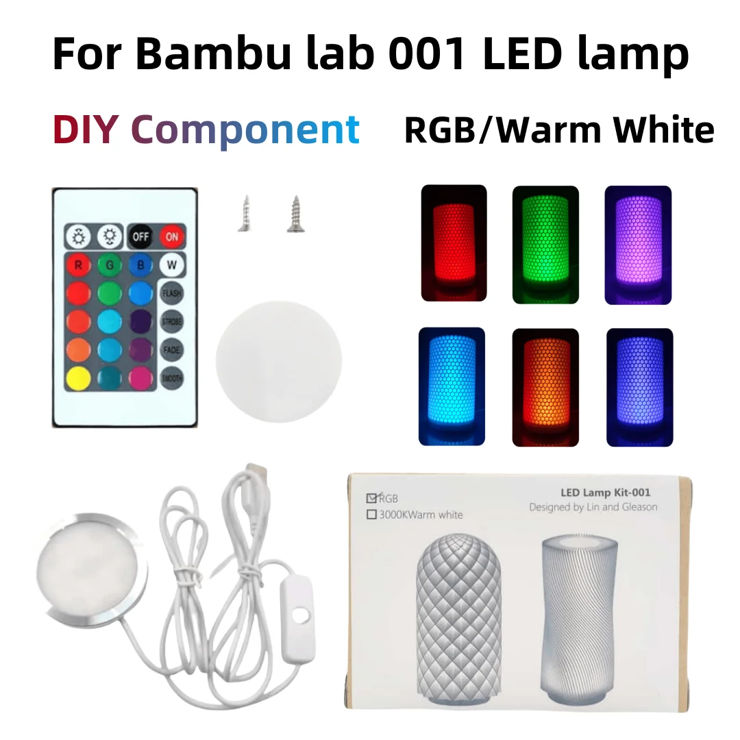 

For Bambu Lab Led Lamp Kit 001 Hardware For Bamboo Light Led Light Parts DIY Model Warm White/Multicoour Without Lamp Shell