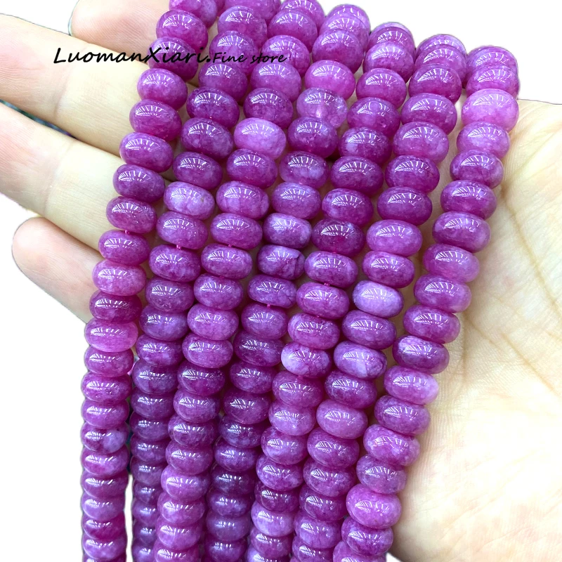 6x10MM Rondelle Natural Stone Red Tourmaline Color Chalcedony Loose Spacer Beads for Jewelry Making DIY Bracelet Accessories