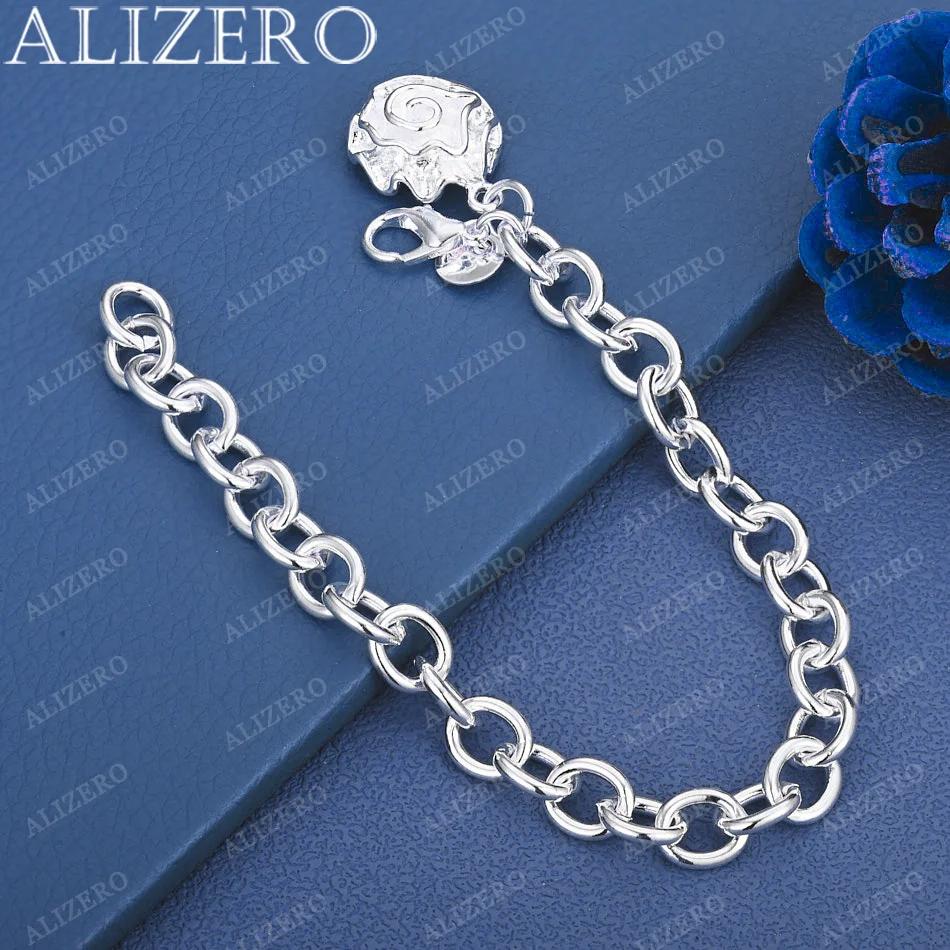 

ALIZERO 925 Sterling Silver Rose Flower Bracelets For Women Fashion Wedding Birthday Party Gifts Charms Bracelet Jewelry