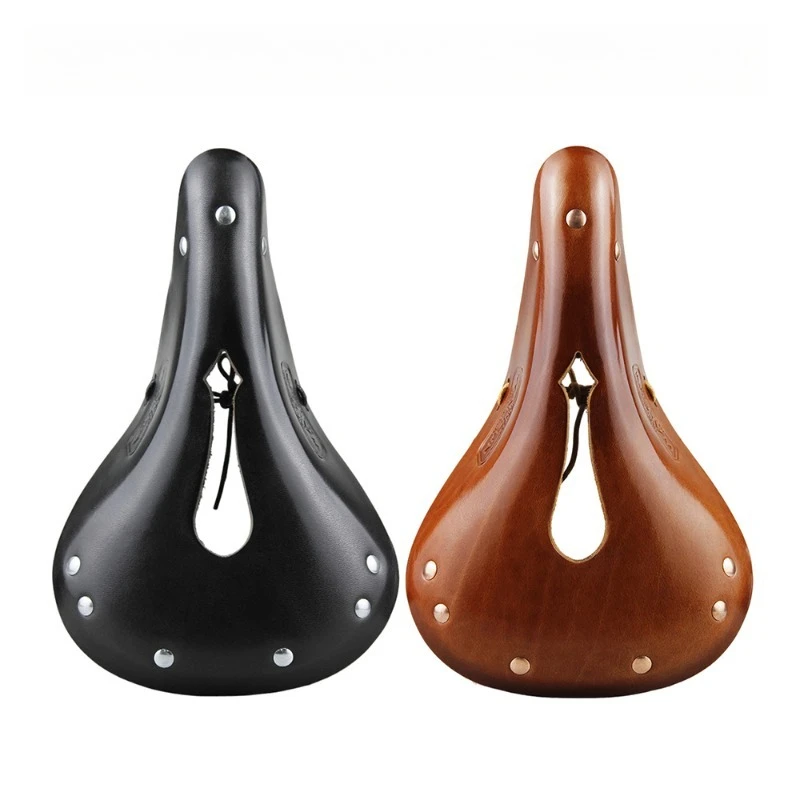 

Велосипедное седло ручной работы из винтажной кожи с вырезами, амортизирующее, для горных, шоссейных, городских и электровелосипедов, унисекс