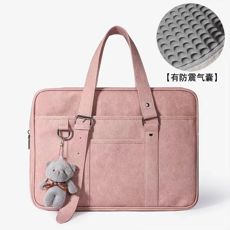 Ins Pink Shockproof Laptop Bag Women Laptop Case Waterproof Tote Bag 13 14 15 Inch For Macbook Air Pro Handbags Briefcase Cover