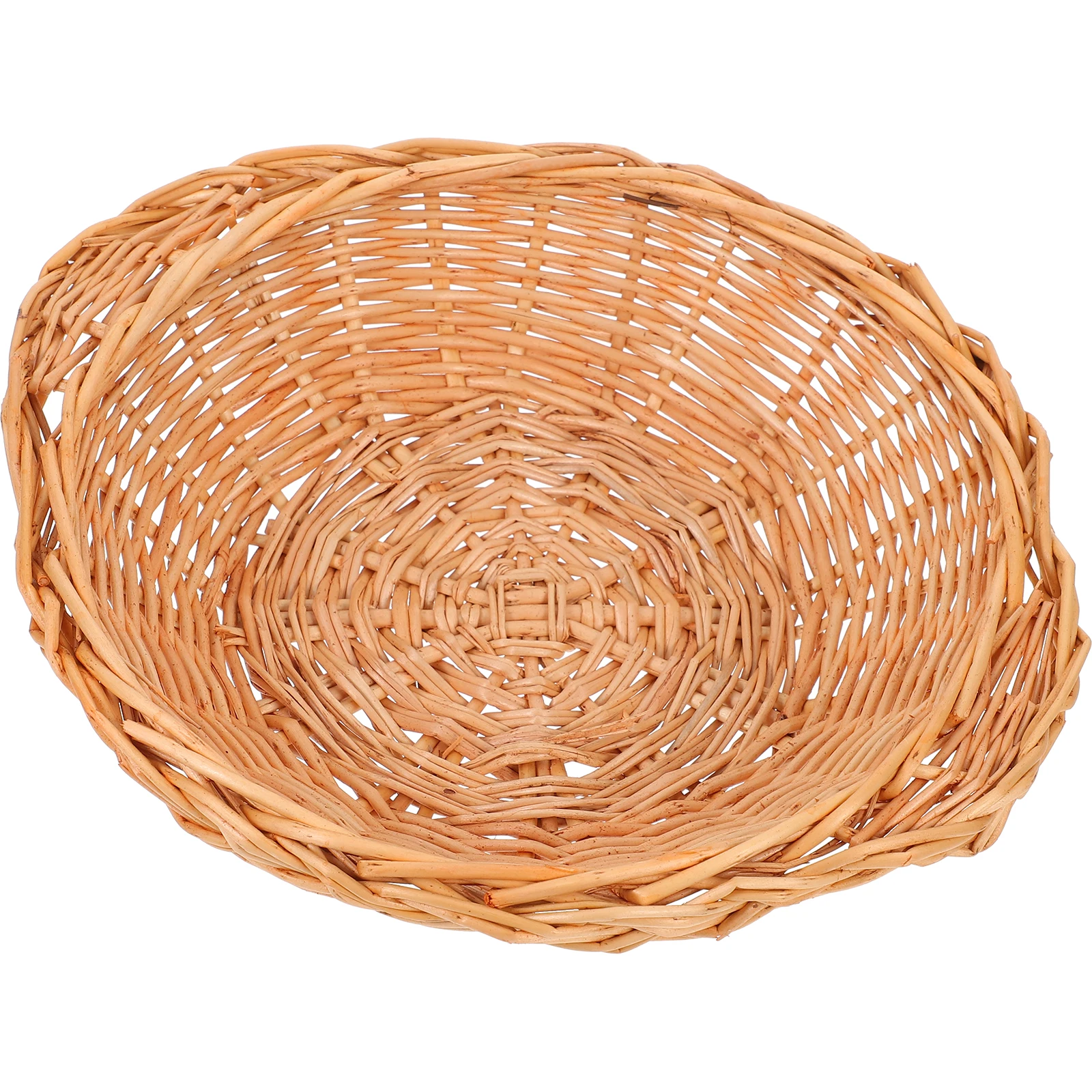

Double-Handle Wicker Woven Basket Rustic Storage Basket Bread Fruit Snacks Holder Home Kitchen Tray Vintage Style