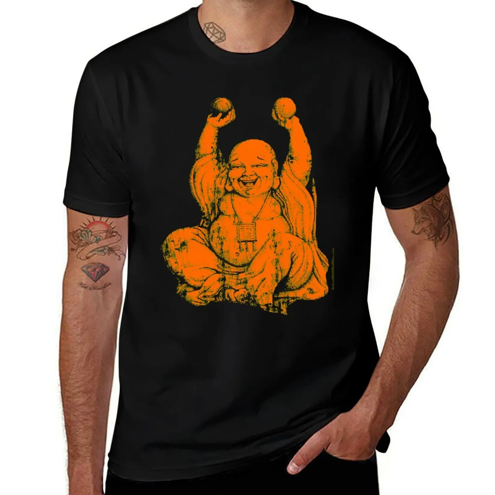 

Orange Laughing Buddha T-Shirt vintage clothes anime stuff anime clothes quick drying mens clothing