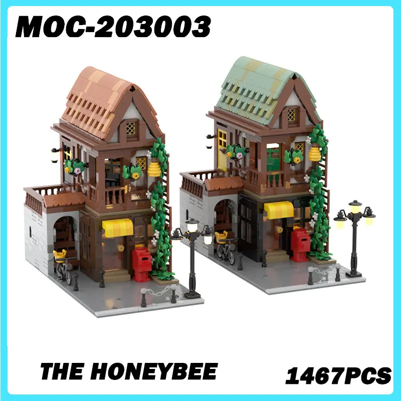 MOC- 203003   نموذج مكعبات بناء نحل العسل من Rebelnili تجميع الجسيمات الصغيرة لعبة الطوب هدية عيد ميلاد أصل البناء