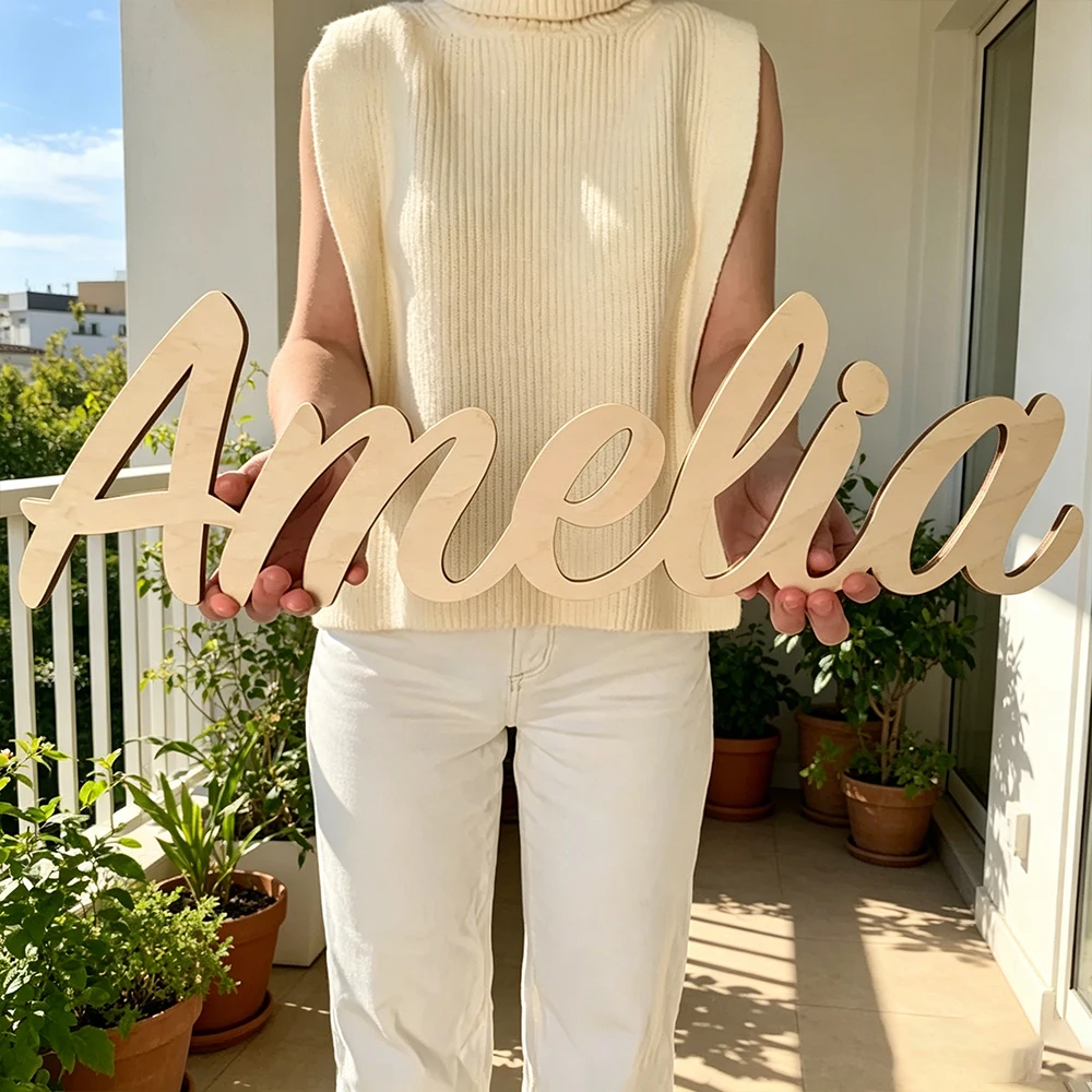 1pc Wooden Name Sign Custom Name Sign Personalized Nursery Decor Wall Decor Name Sign for Nursery