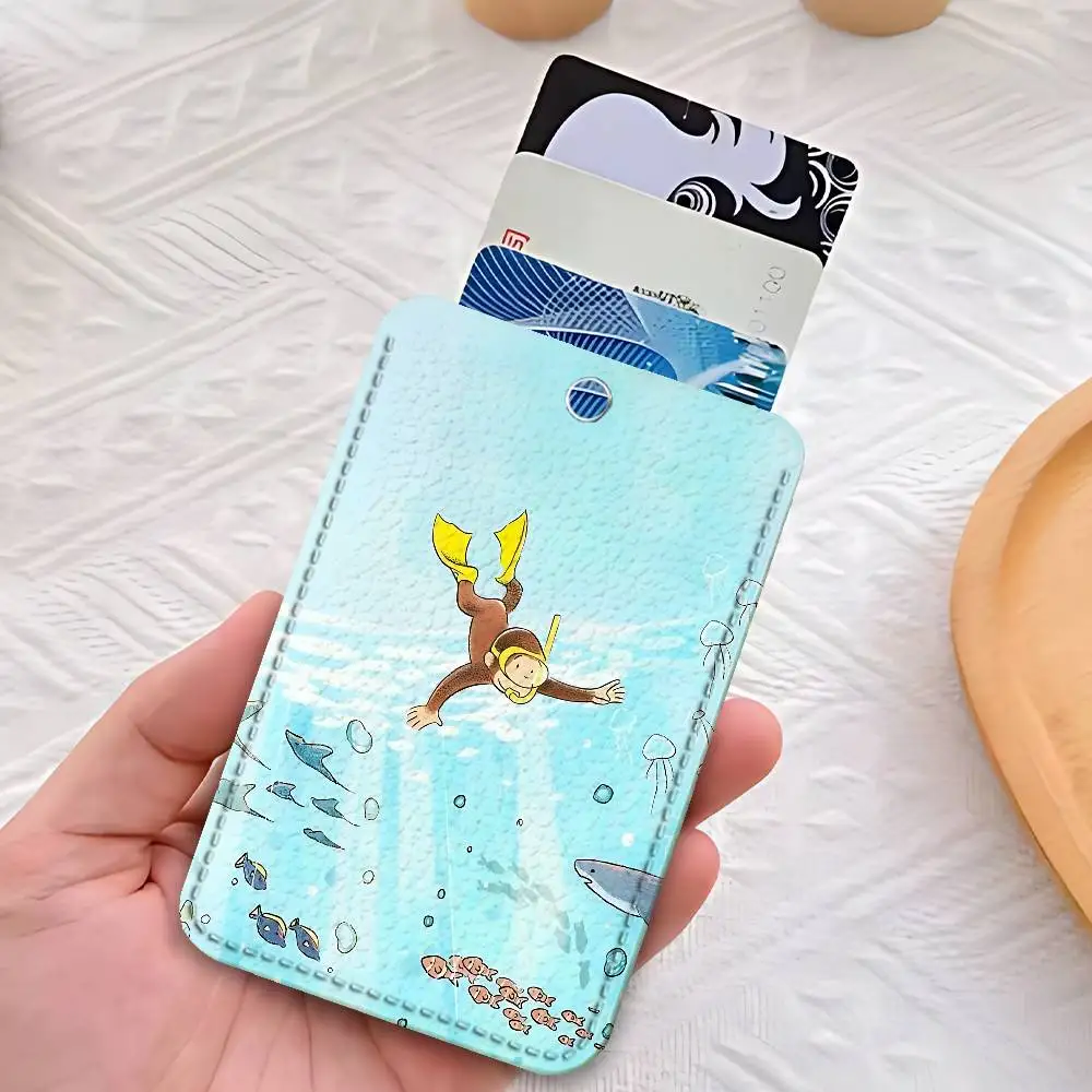 C-Curious-Llavero con soporte de Mokey G-Georges para tarjetas de trabajo, tarjetero de negocios, funda protectora para tarjetas de estudiante, tarjeta de autobús