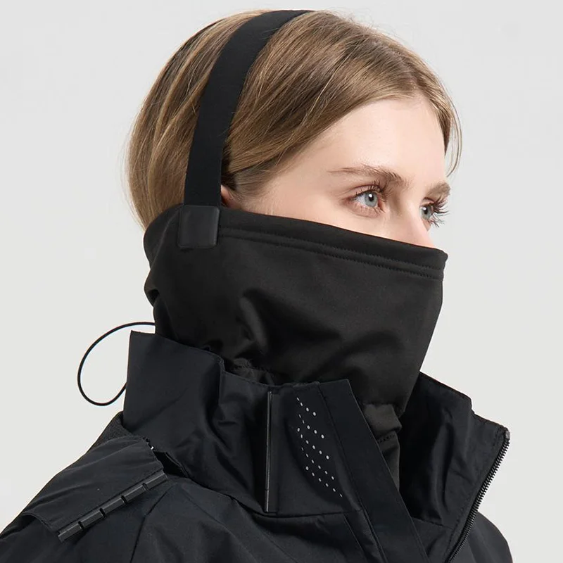 

Зимняя лыжная маска унисекс с противоскользящей повязкой на голову плюс бархатный теплый шарф, уличная ветрозащитная маска на половину лица, черные велосипедные маски