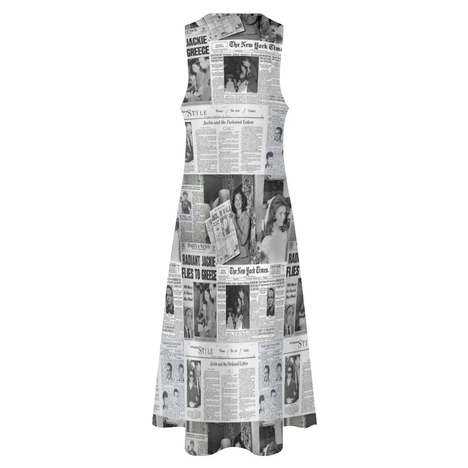 Giornale Collage Dress Jackie Kennedy elegante Maxi Dress Street Style Casual abiti lunghi estate scollo a V modello Vestido 4XL 5XL