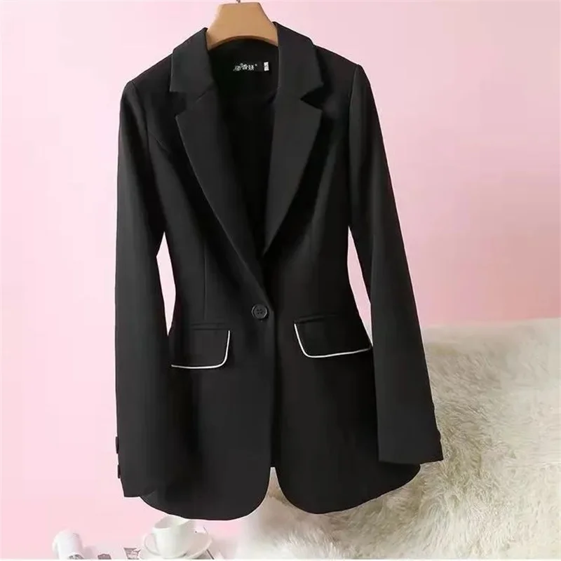 2024 Autumn Spring Basic Blazer Woman Suit Jacket Clothes Button Fashion Solid Slim Jacket Female New Arrival Coats Overwear