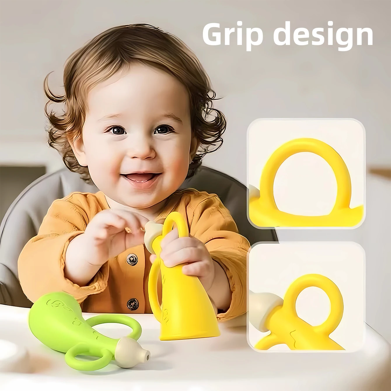 赤ちゃんのおもちゃのシリコン製小さなホーン - 吹いて噛むことができ、教育的な早期教育用の赤ちゃん用楽器です。