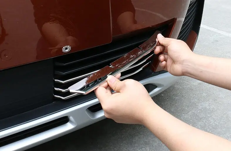 Stainless Whole Middle Grille Grill & Front Fog Light Decoration Cover Trim 26pcs For Peugeot 3008 GT 3008GT 2016 2017 2018