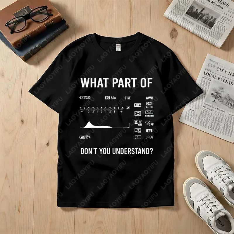 Men's Photographer Camera Graphic T-Shirt Casual Outdoor Short Sleeve Modal Tshirt for Photography Enthusiast Gift