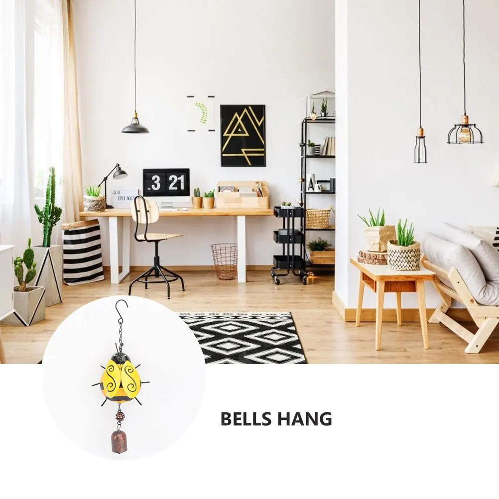 

2Pcs Beautiful Ladybug Wind Chimes Iron Made Exquisite Pendant for Living Room Bedroom Cafe Decoration Wind Chimes