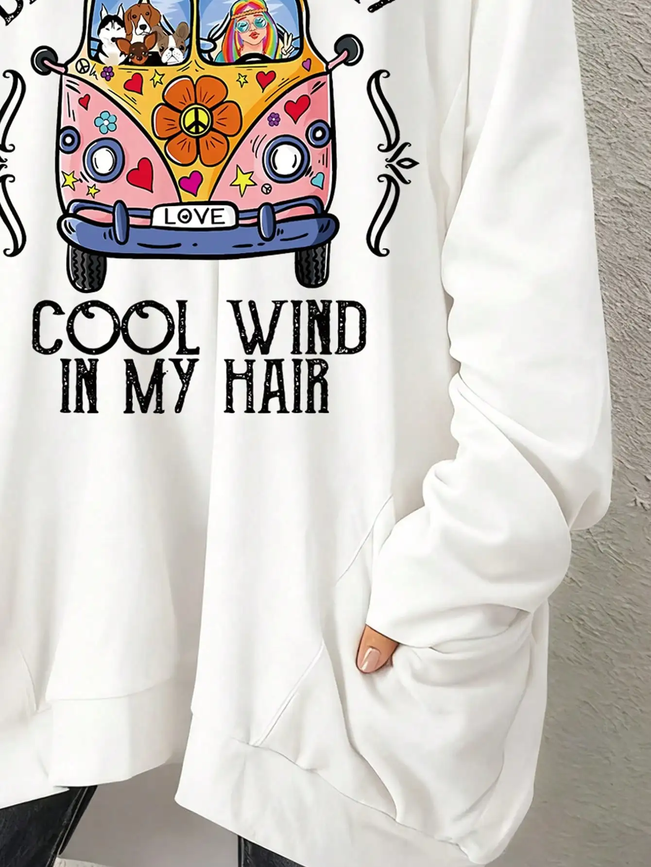 2026 Damen Neues T-Shirt mit Buchstaben- und Tierdruck, Übergröße, Lässig, Langarm, Rundhals, Leicht Elastisch, Pullover – Detail 5