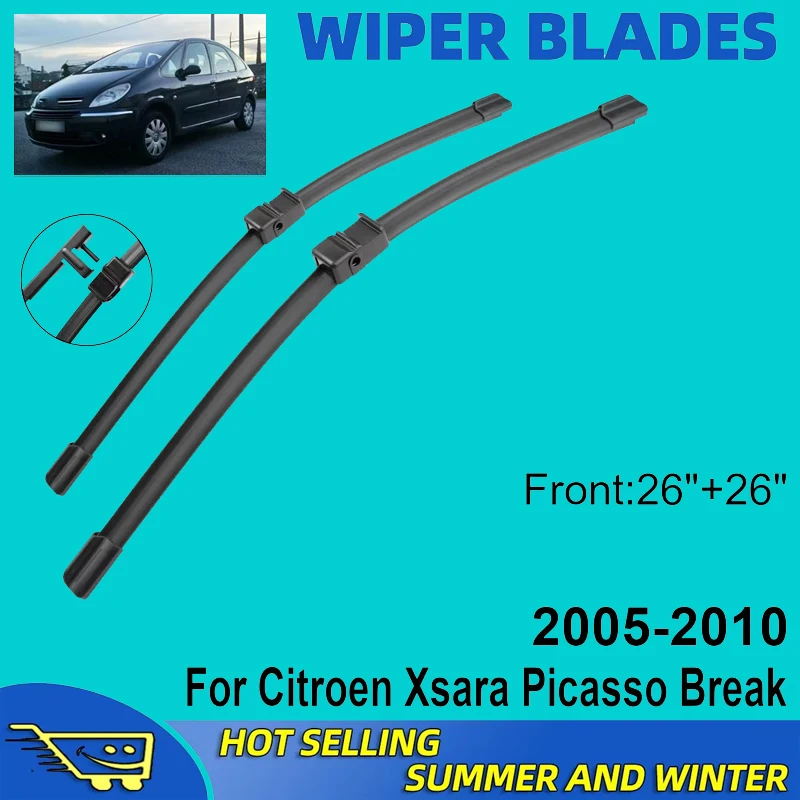 

2PCS For Citroen Xsara Picasso 2005-2010 2006 2007 26"+26" Front Wiper Blades Windshield Windscreen Window Cutter Accessories
