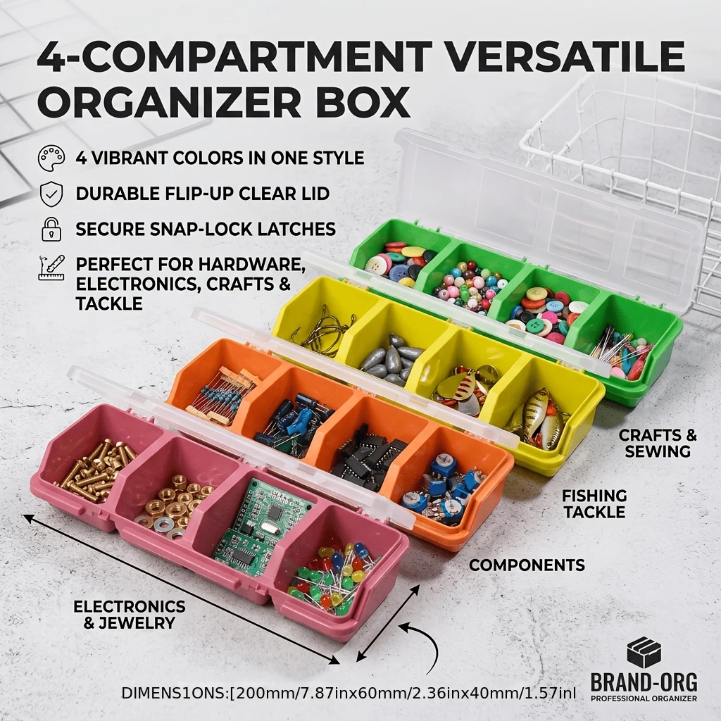 Fishing Equipment Storage - 2'li Paket 4 Bölmeli Plastik Küçük
