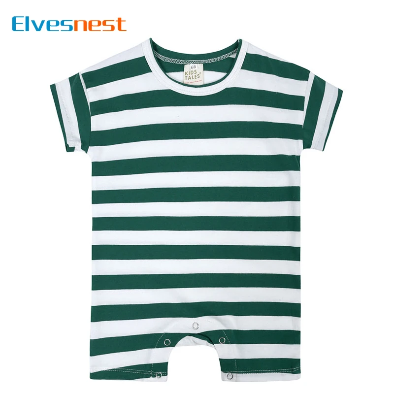 

Модная одежда для маленьких мальчиков с полосатым принтом, хлопковая одежда с короткими рукавами и круглым вырезом, комбинезон для мальчиков, летняя одежда для новорожденных, От 3 до 24 месяцев