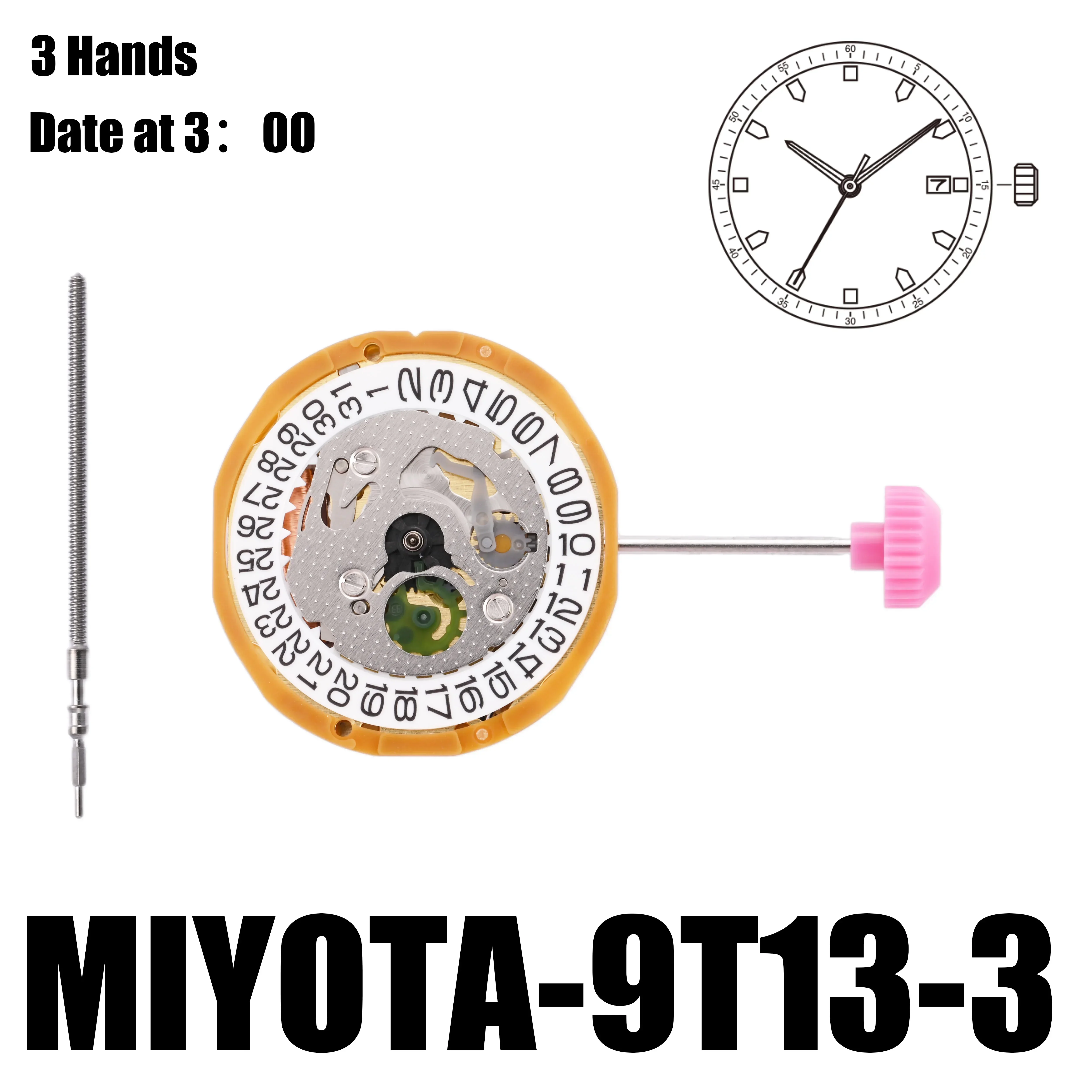 New Miyota 9T13 Movement Watch Movement Accessories Original Single Calendar Three-needle Quartz Date At 3/6