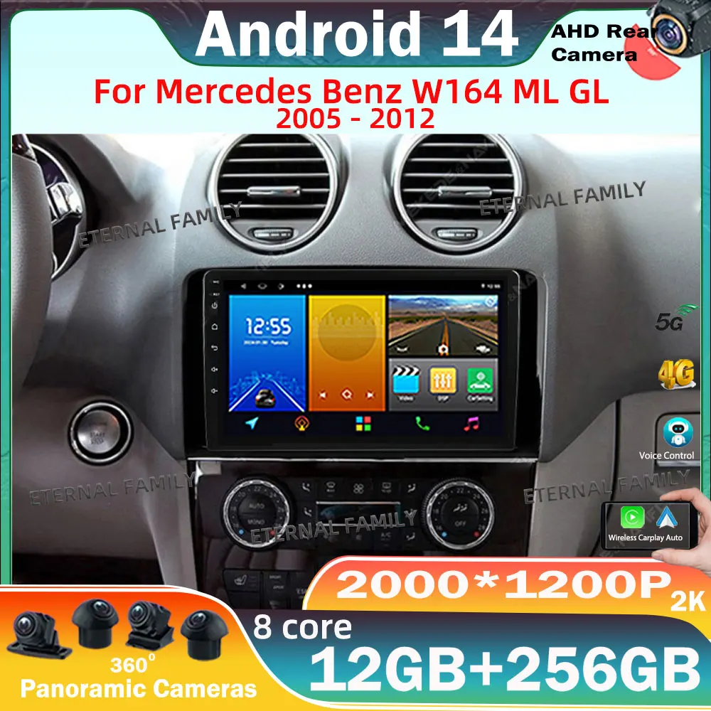 

Android 14 car For Mercedes Benz W164 ML GL 2005 - 2012 car Multimedia Car GPS Video Autoradio Navigation Stereo Radio 5G DVD BT
