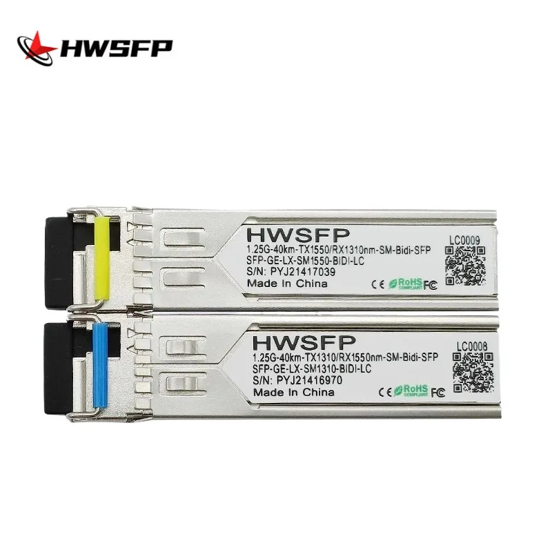 

Industrial grade -40 °~ 85 ° 1.25G 40km single mode single fiber optical module paired AB terminal SFP-GE-LX-SM1310/1550-BIDI