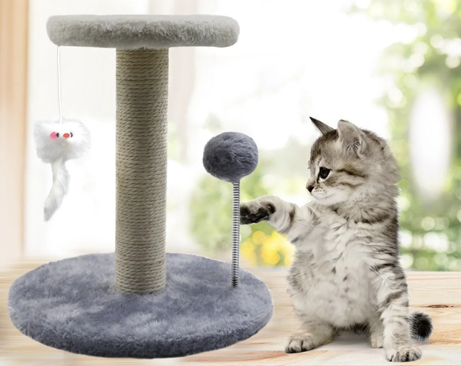 Cute Cat Tree Mixed Color Cat Climbing Frame With Hanging Mouse Spring Ball 30pcs/box For Large 35pcs/box For Medium