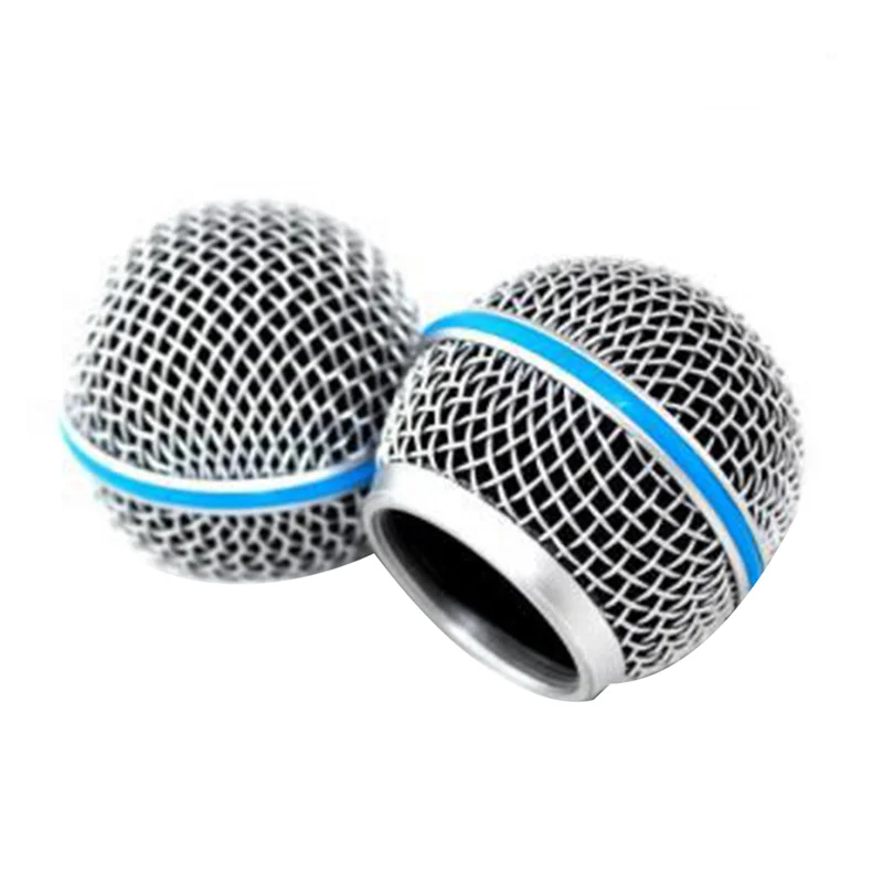ممتاز 1 قطعة استبدال رأس شواء الميكروفون الأزرق شبكة الصلب استبدال رئيس ل Beta58a
