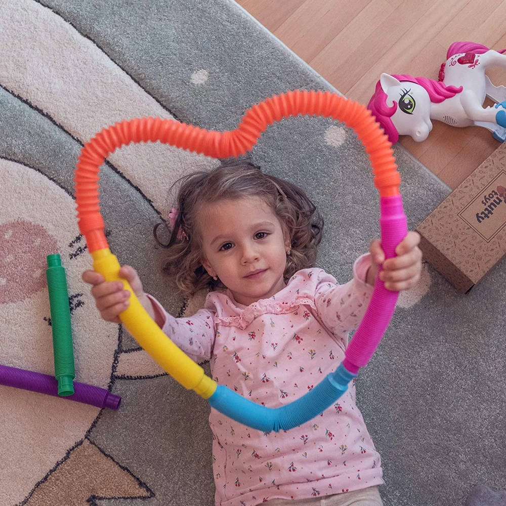 8 Stück Pop Tuben Zappeln Spielzeug Autismus sensorische Spielzeuge Zappeln Röhren Party Gefälligkeiten für Kinder Kleinkinder Adhd Angst Stress abbau Spielzeug