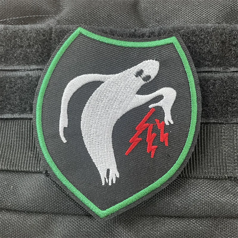 Lightning Ghost Army Death Sickle Embroided Patches Tactical Morale Badge Hook and Loop Miltary Armband Backpack Stickers