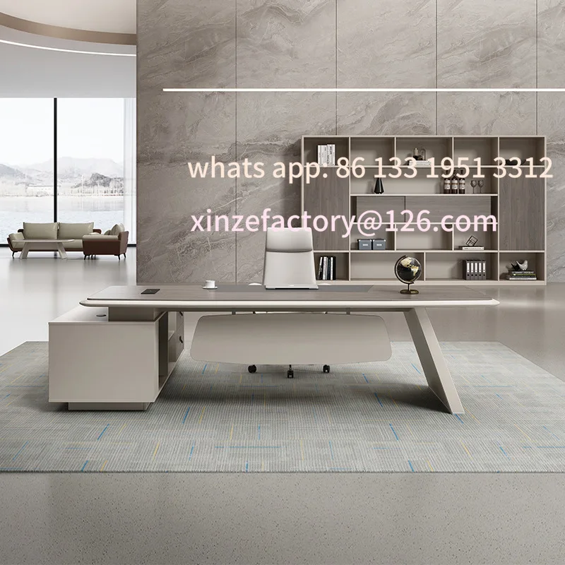 

Customizable Light Luxury Boss Desk Simple Modern President Desk Chair Furniture Business Side Cabinet Combination