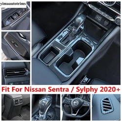 Dashboard Air AC Vent / Shift Head / Gear Panel / Window Lift Cover Trim ABS Accessories For Nissan Sentra / Sylphy 2020 - 2024