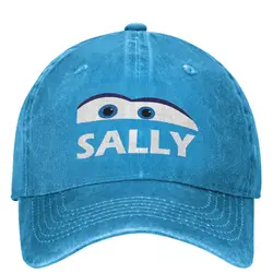 Sally Carrera Lightning McQueen Blue Car Denim Baseball Cap Outdoor Trucker Hat Summer Women Men Sun protection Snapback Cap