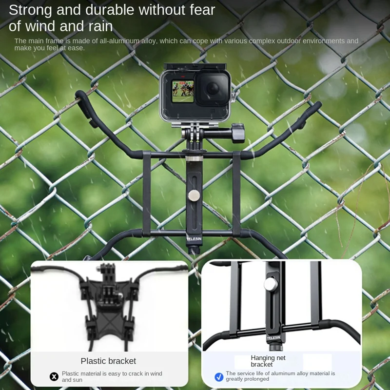 TELESIN Magic Arm Bracket Mount Hanging Net Stand Foldable For Gopro11/10/9/Action3/2 Smart Phone Action Camera Accessories