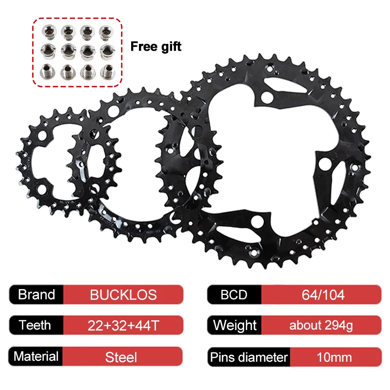 3*9 Speed Bicycle Chainring 104/64BCD Mountain Bike Chainring 22T 32T 44T Triple Speed Bike Plate 27S MTB Crankset Part