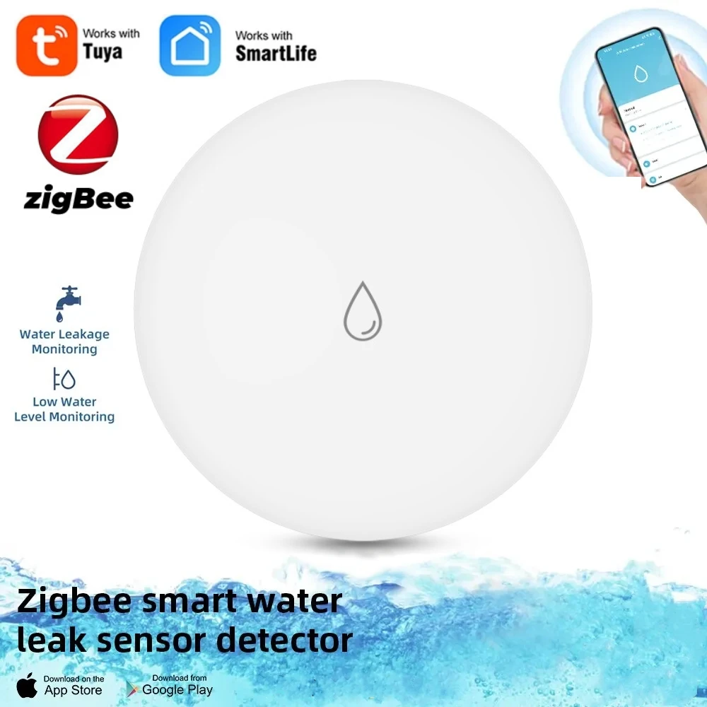 

Zigbee Tuya Water Immersion Sensor Leakage Sensor Water Linkage Alarm Smart Life App Remote Monitoring Water Leak Detector