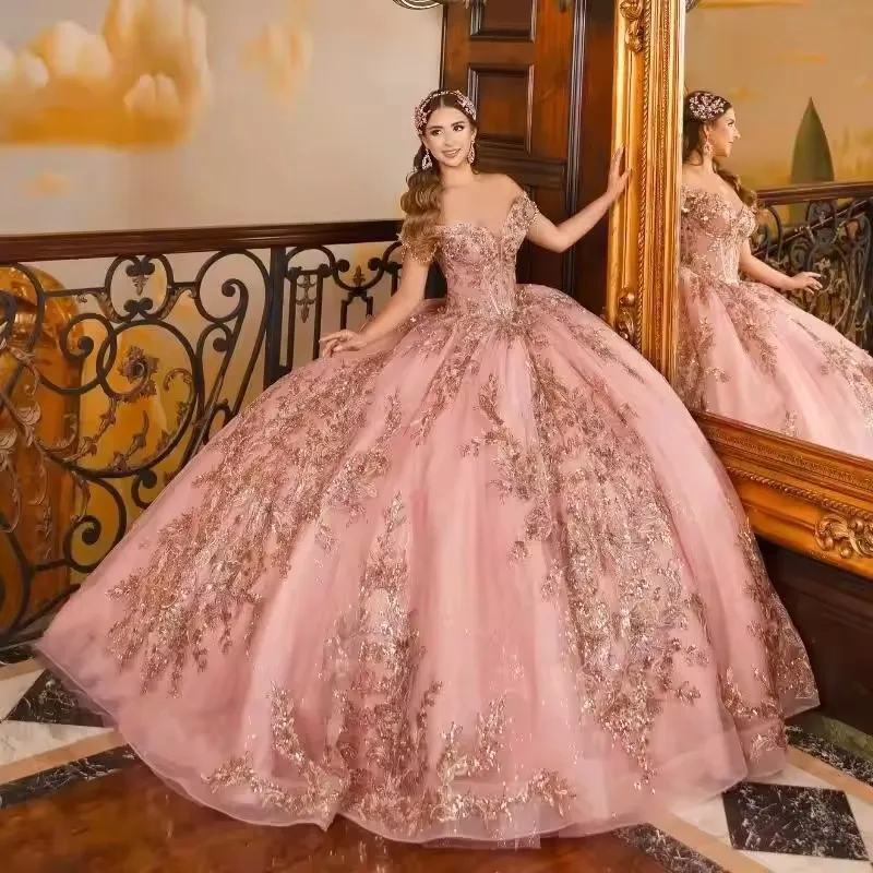 pink quince dress with gold Quinceanera Dresses Pink White And Gold Outfits White Gold Quinceanera  Dresses Lilac Quinceanera Dress From