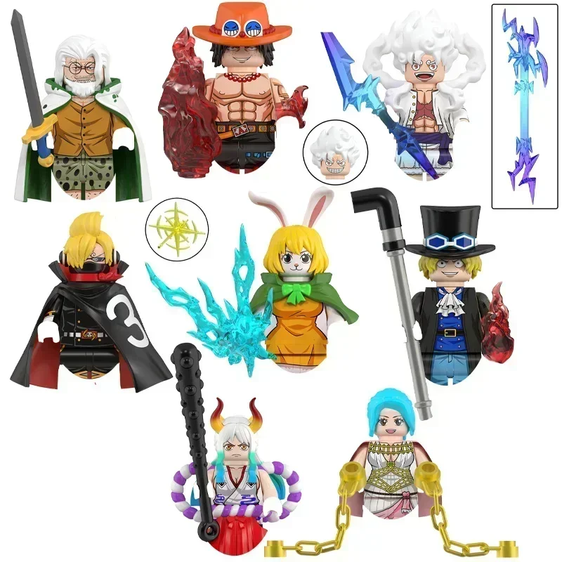 Luffy Zorro Ace Yamato Sanji Sabo Building Blocks Japan Anime Bricks Dolls Mini Action Toy Figures Assemble Blocks Children Gift