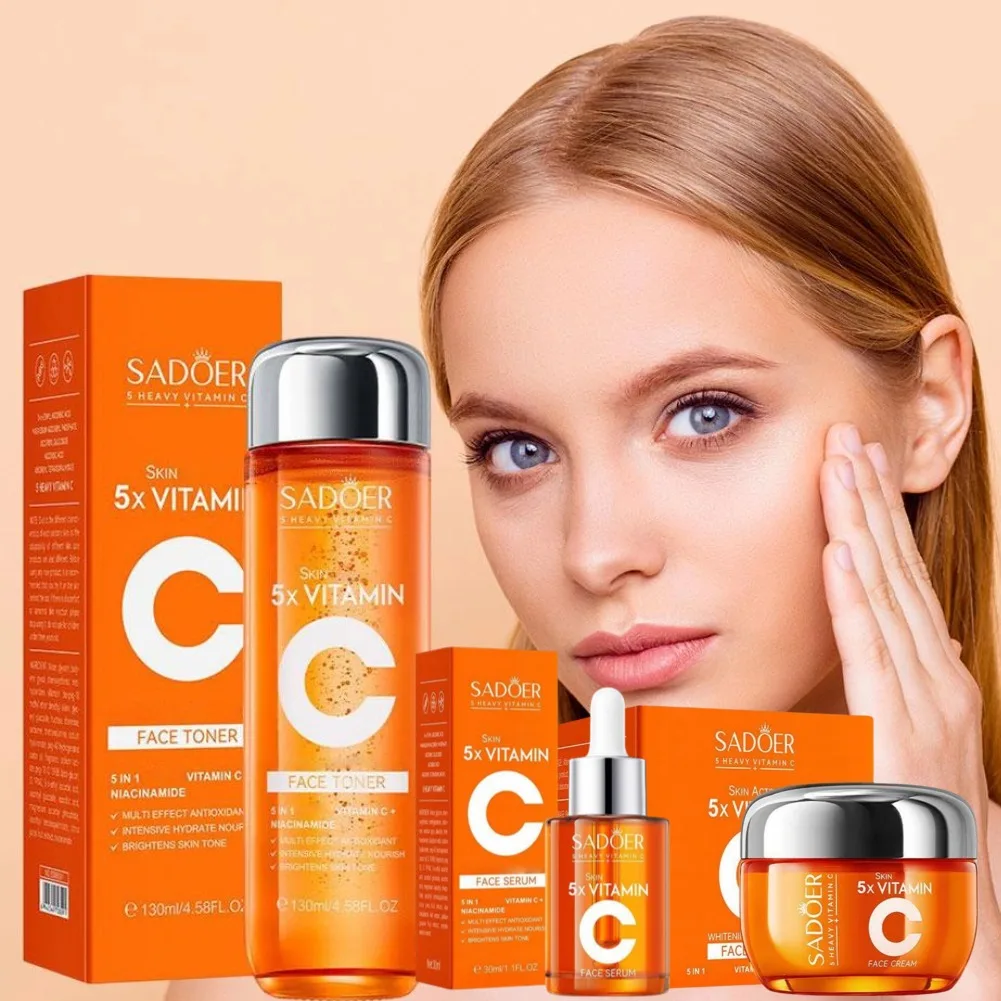 Vitamin C Feuchtigkeitsspendendes, aufhellendes Hautpflege-Set, revitalisierendes Hautserum, straffende und hebende Reparatur-Essenzcreme, koreanische Hautpflege