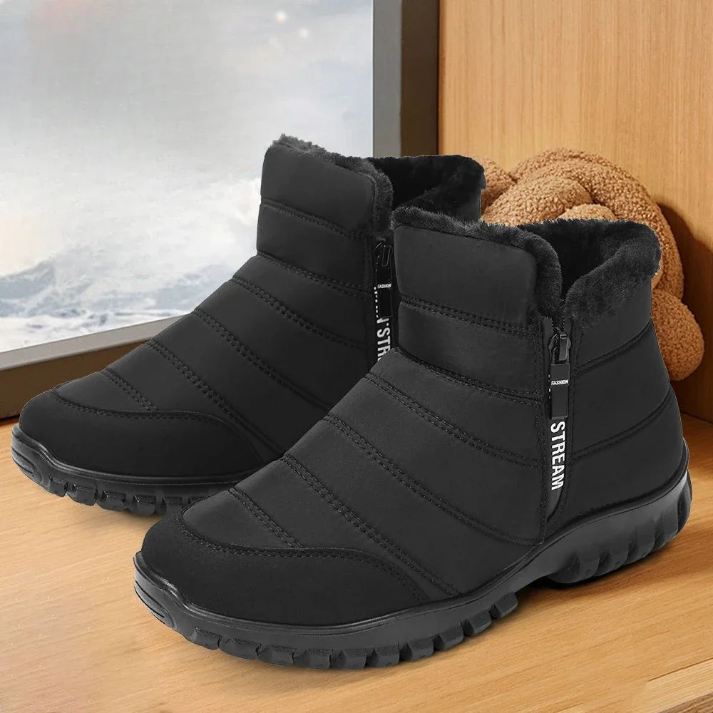 Stivaletti Scarpe di tela invernali Uomo Stivali da neve piatti neri per uomo Zip Up Caviglia Vendita in pile antiscivolo Caldo a prova di freddo Offerta di marche