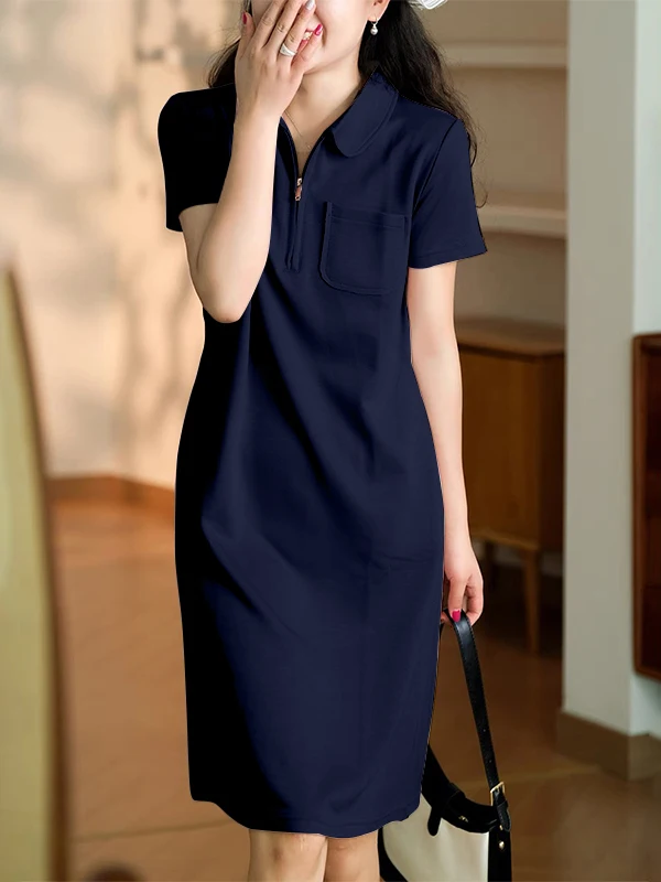   Col ort Sve coton Dr femme ample Midi genou longueur coupe droite jupe décontracté été Faion t-shirt Dr